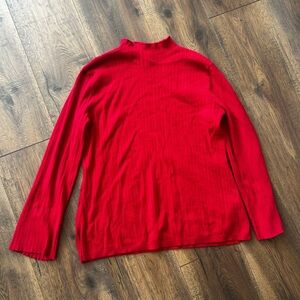 Simply Styled Bright Red Ribbed Mock Neck Sweater